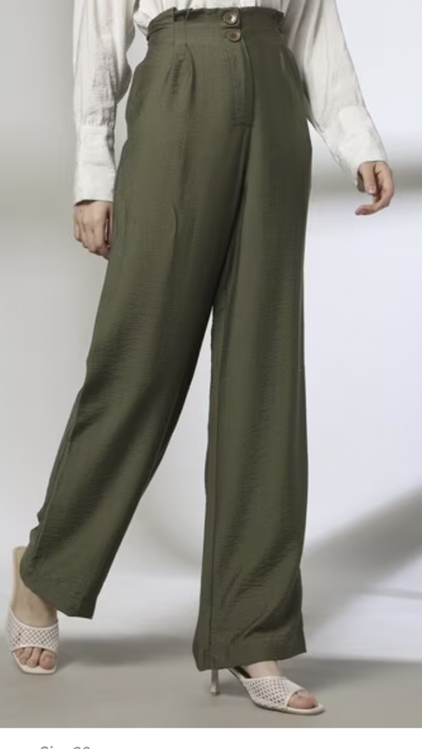 Women Double-Pleated Wide-Leg Trousers